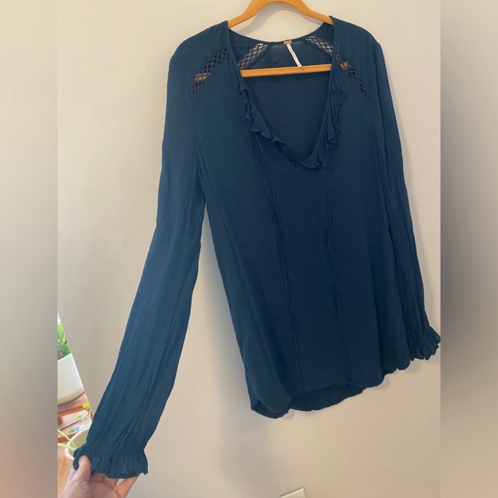 Free People V Neck Ruffle Tunic - Picture 4 of 7